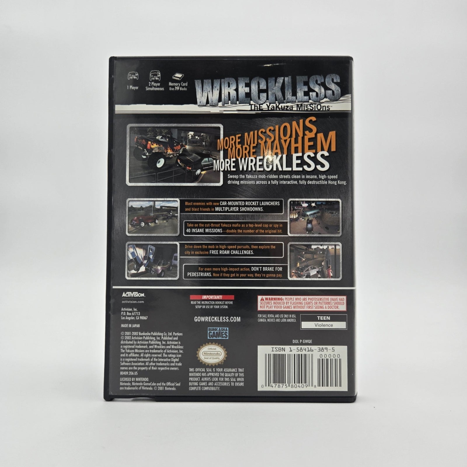 Wreckless: The Yakuza Missions (Gamecube) CIB Complete Authentic Tested