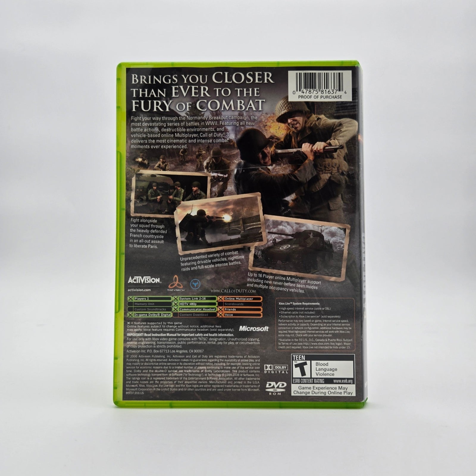 Call of Duty 3 (XBOX) Authentic Tested No Manual