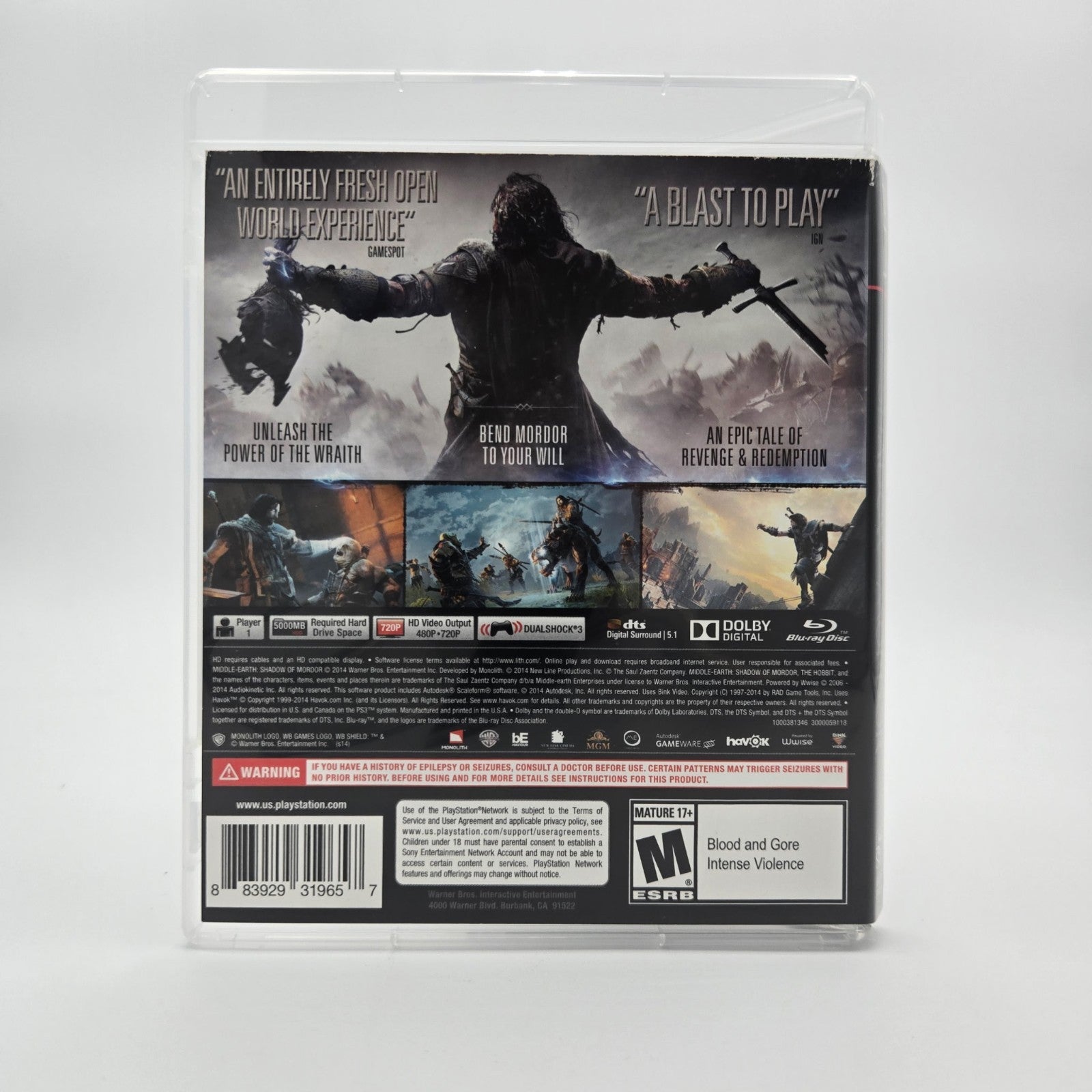 Shadow of Mordor (Playstation 3) CIB Complete Authentic Tested