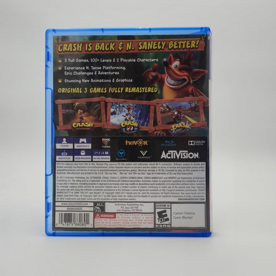 Crash Bandicoot N. Sane Trilogy (Playstation 4) CIB Complete Authentic Tested