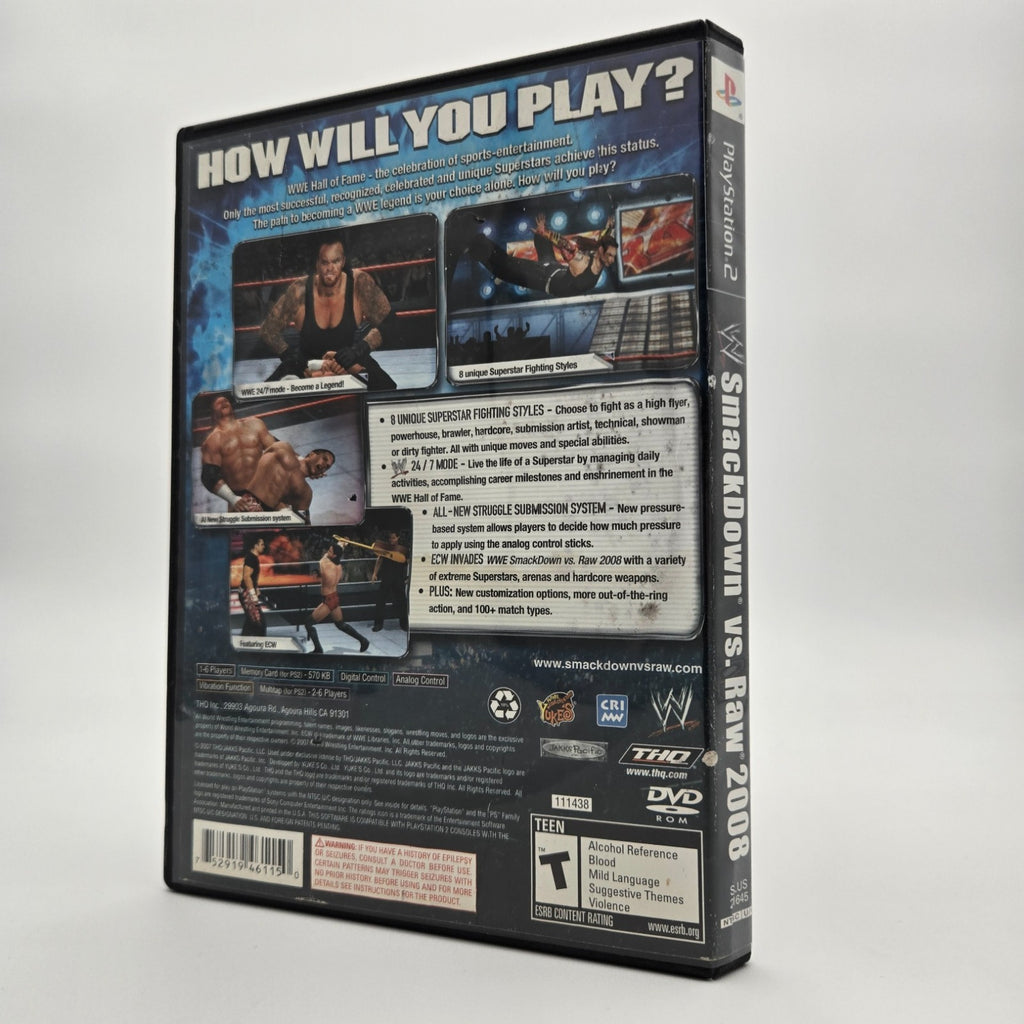 Smackdown vs Raw 2008 (Playstation 2) Authentic Tested No Manual