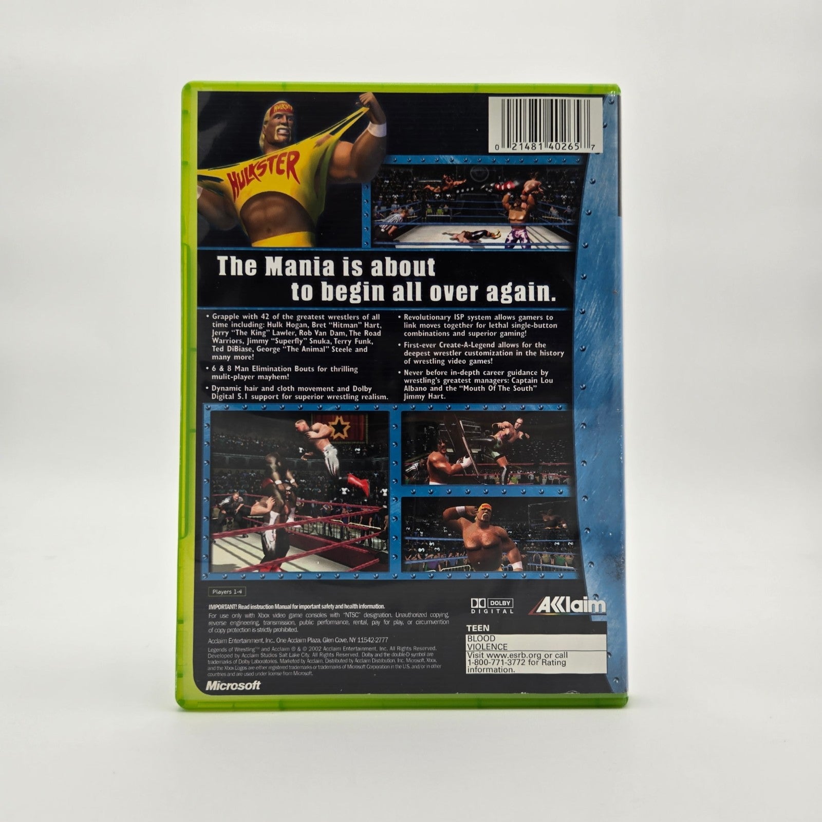 Legends of Wrestling (XBOX) Authentic Tested No Manual